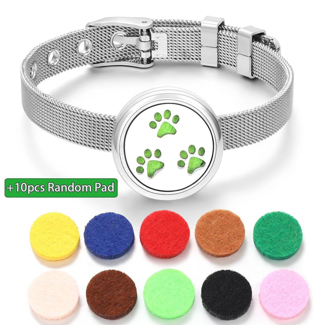 Tree of Life Women Wristband Strap Bracelet Stainless Steel Aromatherapy Diffuser Perfume Essential Oil Lockets Bracelet Jewelry