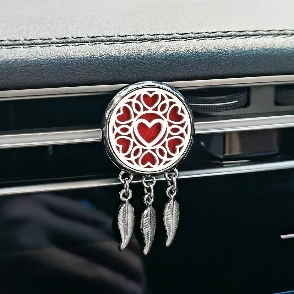 New Dreamcatcher Tree of Life Insert Car Aromatherapy Diffuser Pendant Leaf Tassel Car Air Outlet Essential Oil Diffuser Lockets