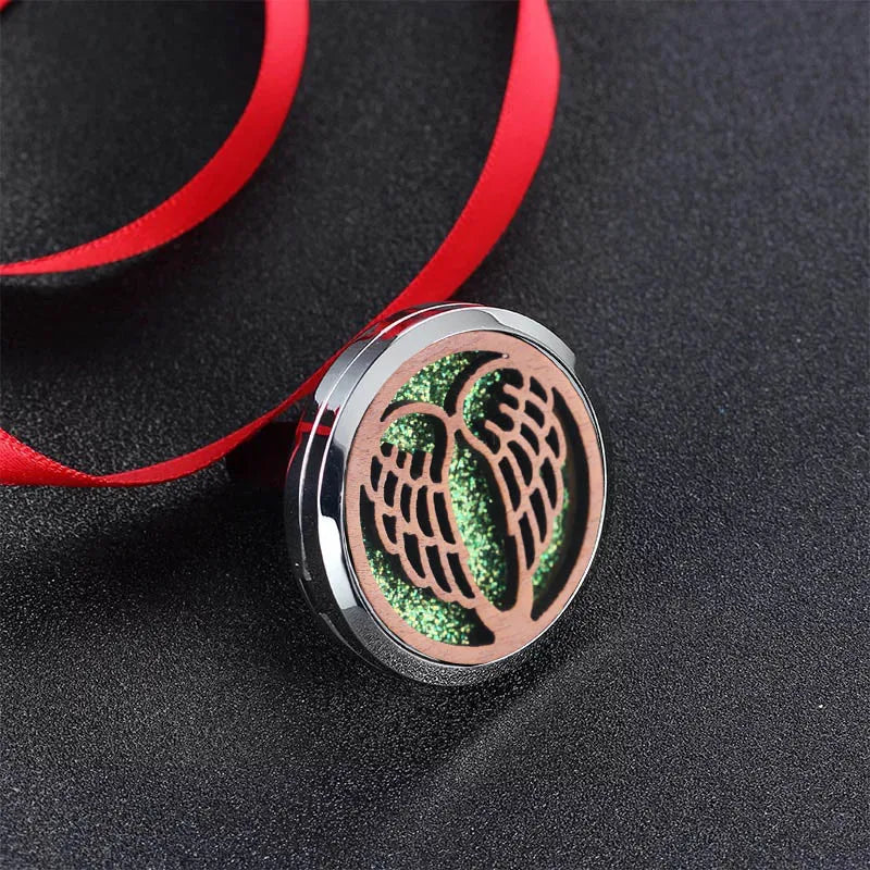 Vintage Wood Tree Of Life Aroma Car Air Freshener Stainless Steel Perfume Locket Essential Oil Diffuser Detachable Clip Jewelry