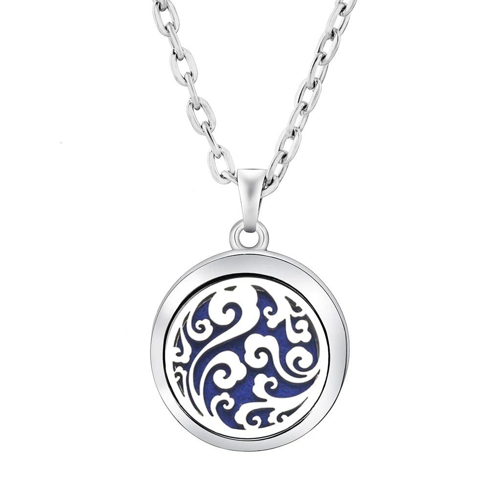 New Stainless Steel Fashion Tree Of Life  Aromatherapy Necklace Essential Oil Diffuser Perfume Locket Pendant Women Jewelry Gift