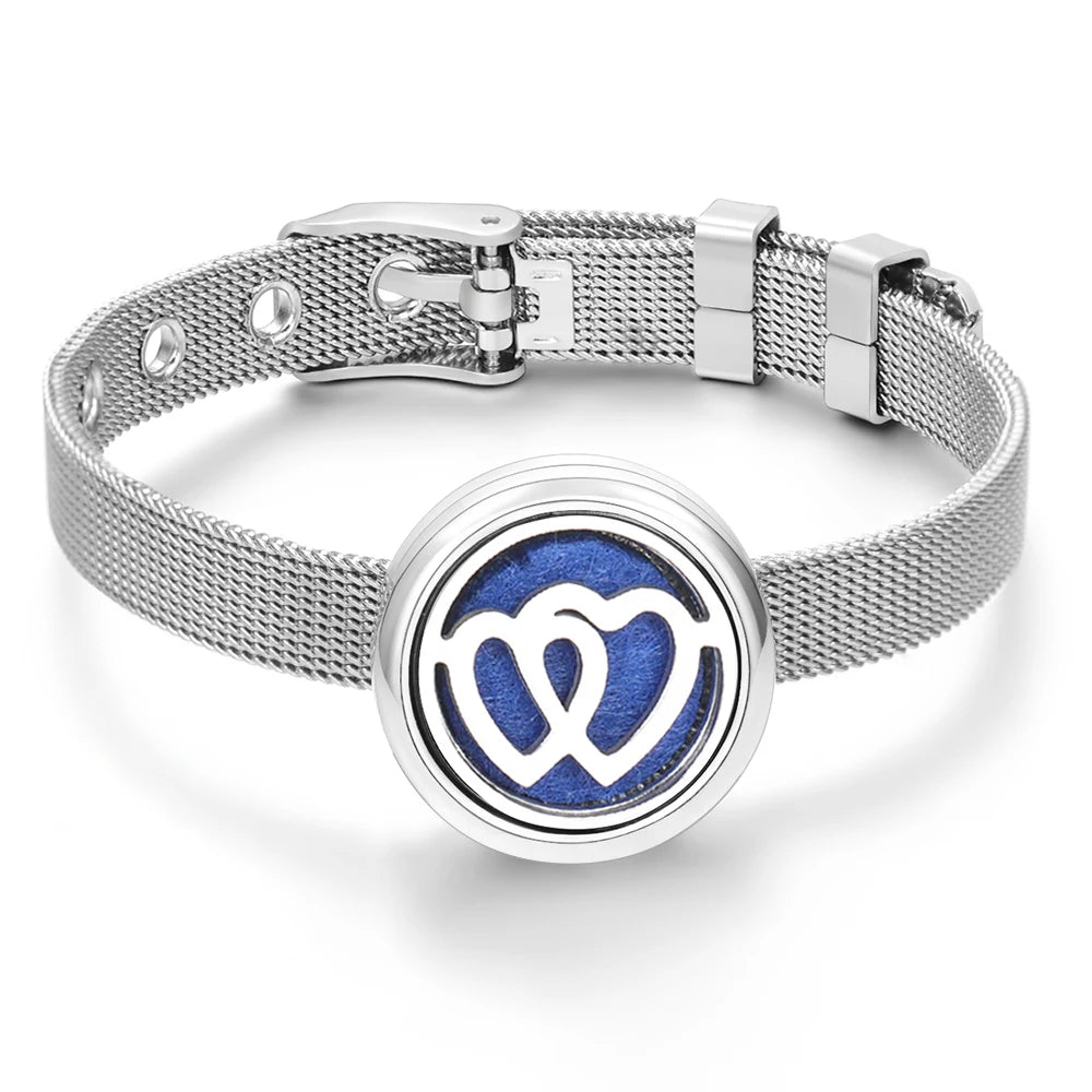 Tree of Life Women Wristband Strap Bracelet Stainless Steel Aromatherapy Diffuser Perfume Essential Oil Lockets Bracelet Jewelry