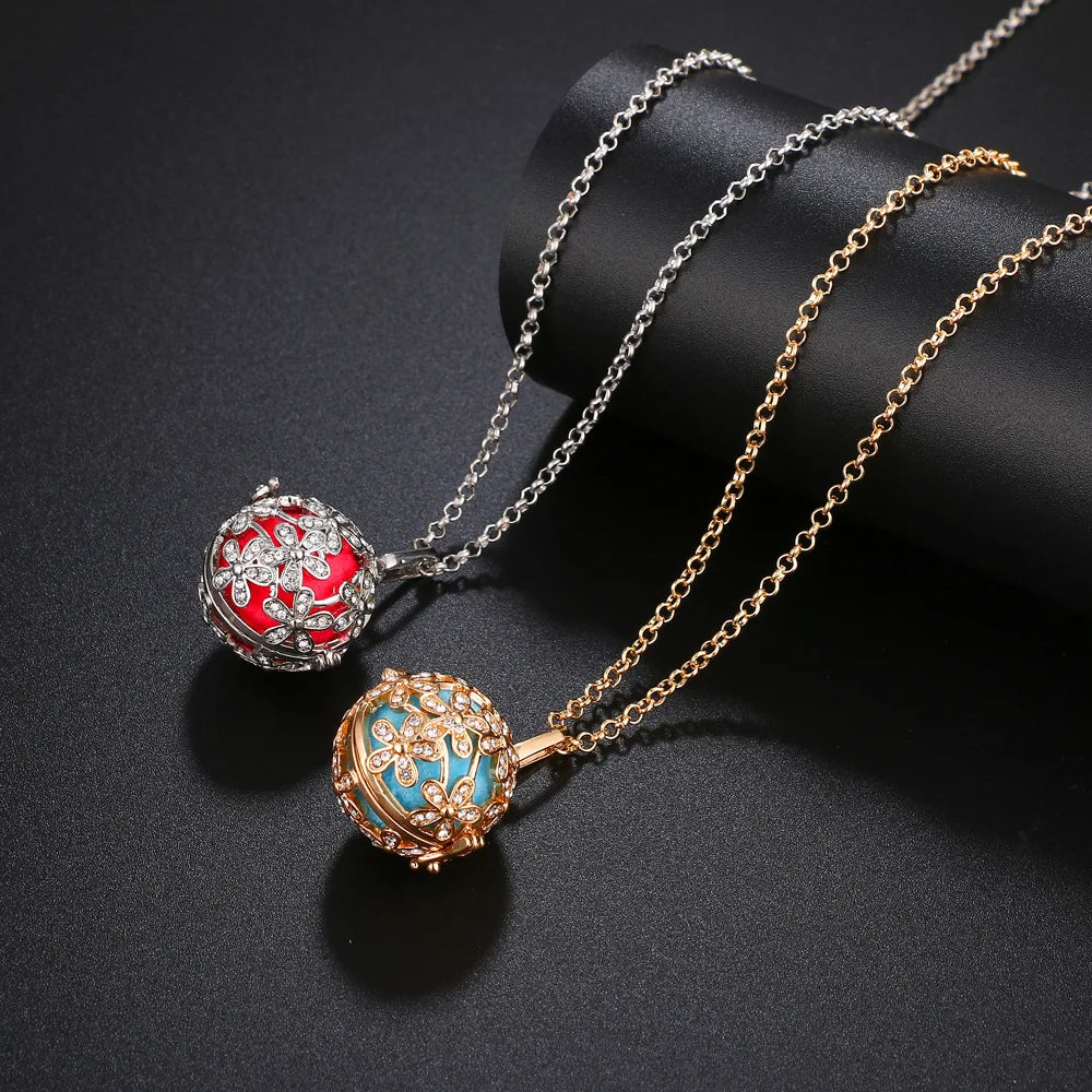 Mexico Chime Music Ball Caller Aromatherapy Necklace Essential Oil Diffuser Tree Of Life Cage Exquisite Zircon Pendant Jewelry