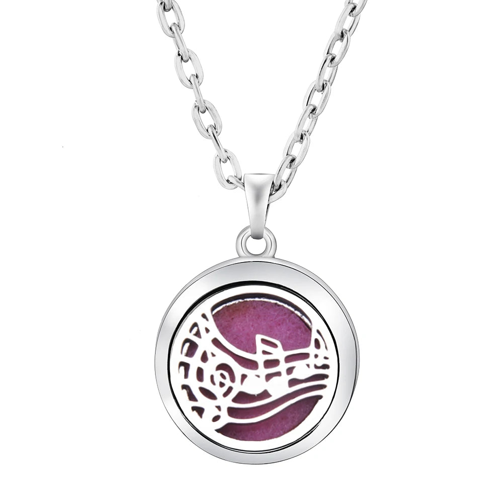 New Stainless Steel Fashion Tree Of Life  Aromatherapy Necklace Essential Oil Diffuser Perfume Locket Pendant Women Jewelry Gift