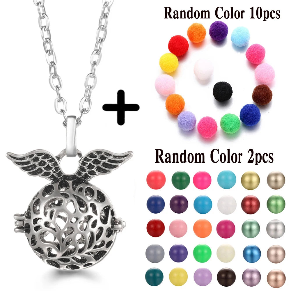 Mexico Chime Music Ball Caller Aromatherapy Necklace Essential Oil Diffuser Tree Of Life Cage Exquisite Zircon Pendant Jewelry