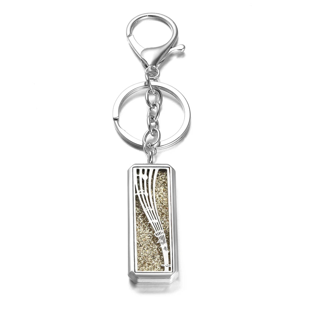 Rectangle Stainless Steel Aromatherapy Diffuser Keychain Jewelry Tree of Life Perfume Essential Oil Locket Pendant Accessories